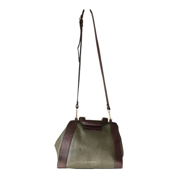 Divina Firenze Leather Crossbody Clutch Bag Satchel GreenBrown Removeable Strap - Picture 3 of 16